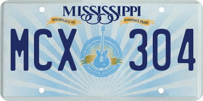 MS license plate MCX304