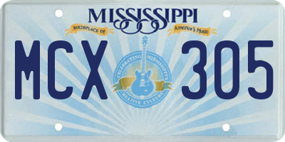 MS license plate MCX305