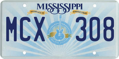 MS license plate MCX308