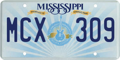 MS license plate MCX309