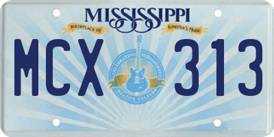 MS license plate MCX313
