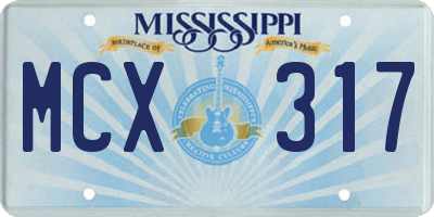 MS license plate MCX317