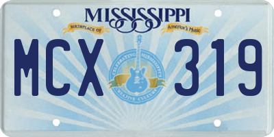 MS license plate MCX319