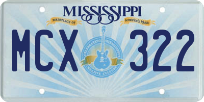 MS license plate MCX322