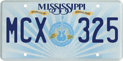 MS license plate MCX325