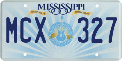 MS license plate MCX327