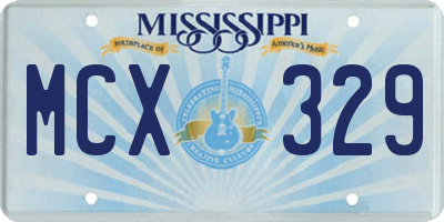 MS license plate MCX329