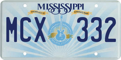 MS license plate MCX332