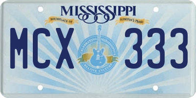 MS license plate MCX333