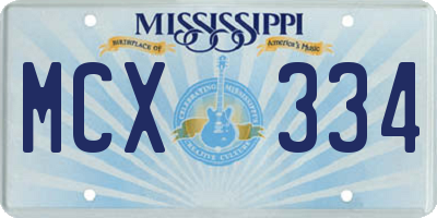 MS license plate MCX334