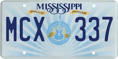 MS license plate MCX337