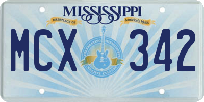 MS license plate MCX342