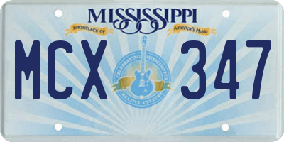 MS license plate MCX347