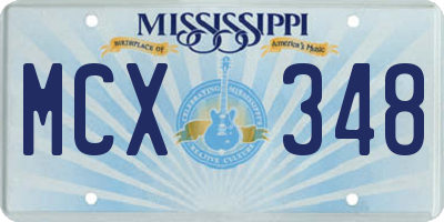 MS license plate MCX348