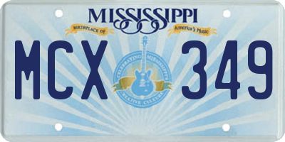 MS license plate MCX349