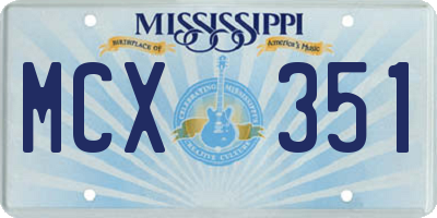 MS license plate MCX351