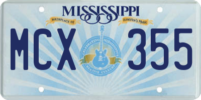 MS license plate MCX355