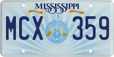 MS license plate MCX359