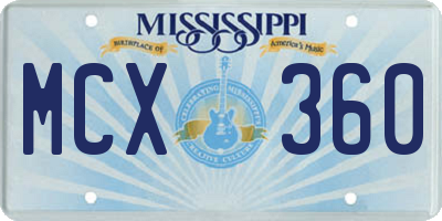 MS license plate MCX360