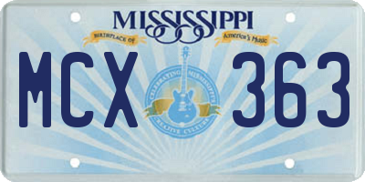 MS license plate MCX363
