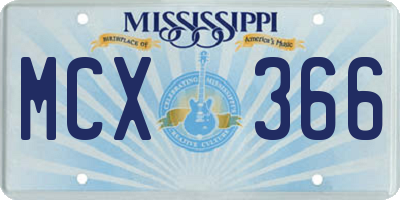 MS license plate MCX366