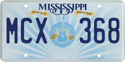 MS license plate MCX368