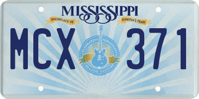 MS license plate MCX371