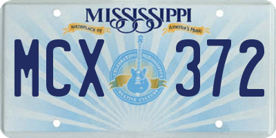 MS license plate MCX372