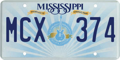 MS license plate MCX374