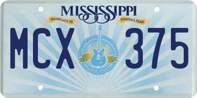 MS license plate MCX375