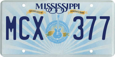MS license plate MCX377