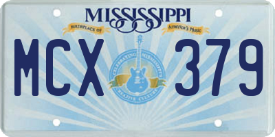 MS license plate MCX379
