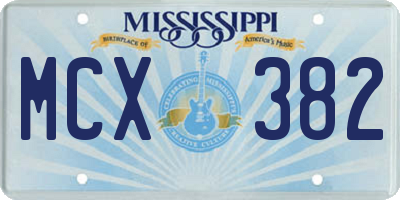 MS license plate MCX382
