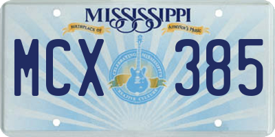 MS license plate MCX385