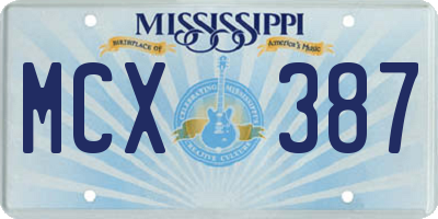 MS license plate MCX387