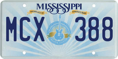MS license plate MCX388