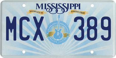 MS license plate MCX389