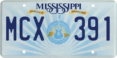 MS license plate MCX391