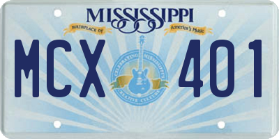 MS license plate MCX401