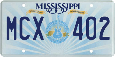 MS license plate MCX402