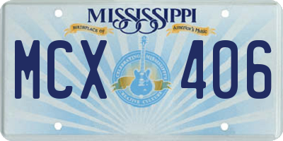 MS license plate MCX406