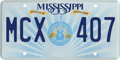MS license plate MCX407