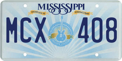 MS license plate MCX408