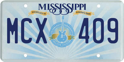 MS license plate MCX409