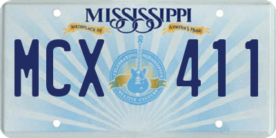 MS license plate MCX411