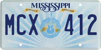 MS license plate MCX412