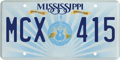 MS license plate MCX415