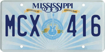 MS license plate MCX416