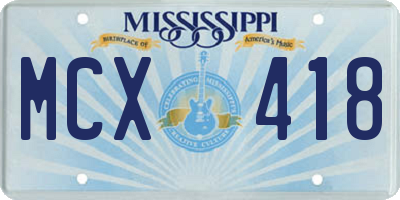 MS license plate MCX418