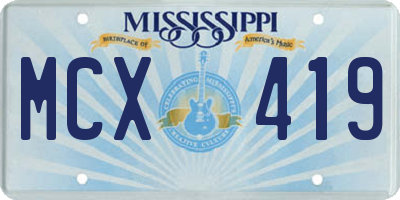MS license plate MCX419